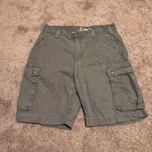 Carhartt Cargo Shorts Mens 34 Green Relaxed Fit 10' Inseam Pockets Workwear